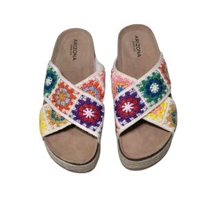 Size U.S. 7 Arizona Jean Company Multicolor Crochet Sandals